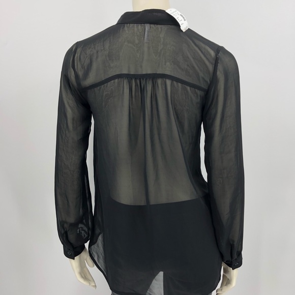 NWOT Black Sheer Embellished Blouse - Picture 6 of 13